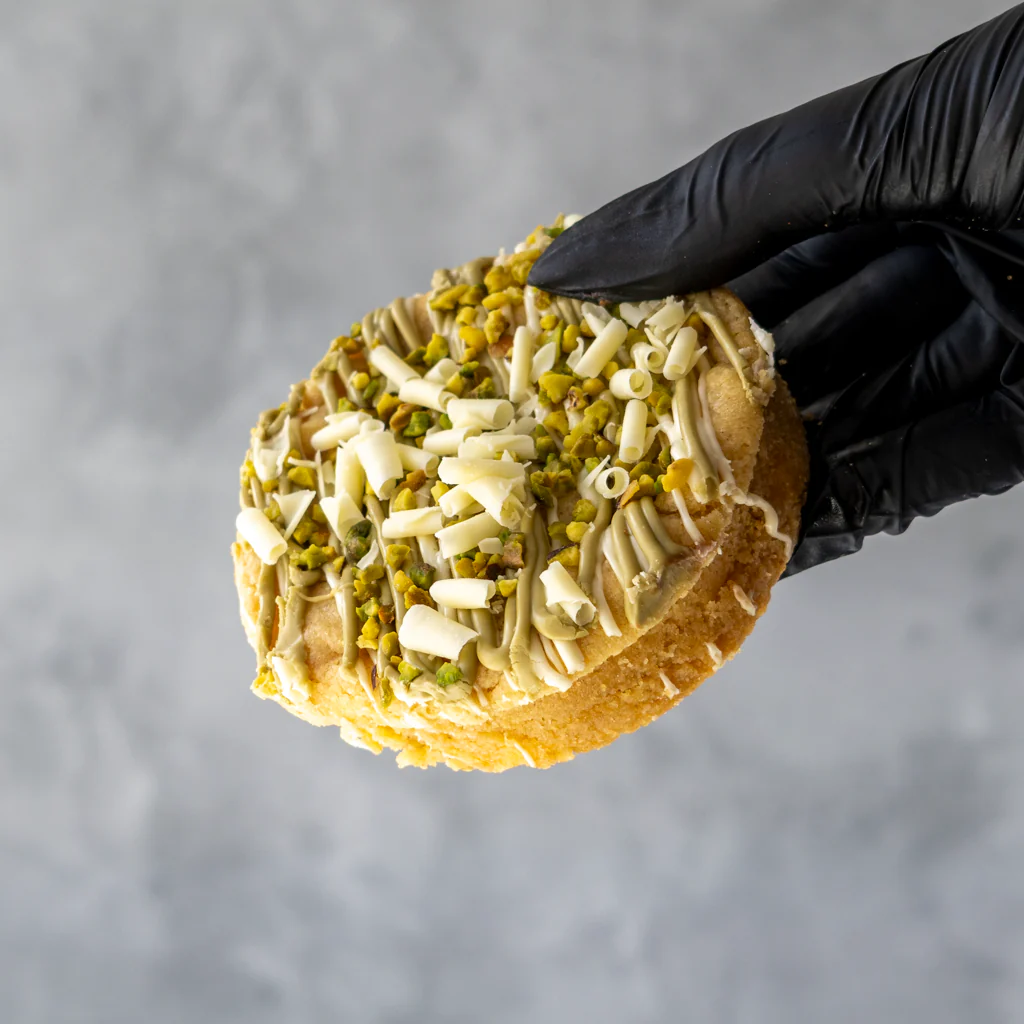 Pistachio & White Chocolate Stuffed Deluxe Cookie - Image 2