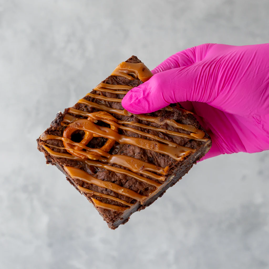 Salted Caramel Pretzel Brownie Slab